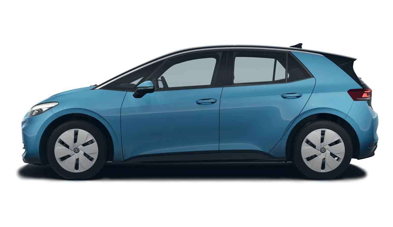 VW ID.3 in blau Neuwagen leasing Seitenansicht