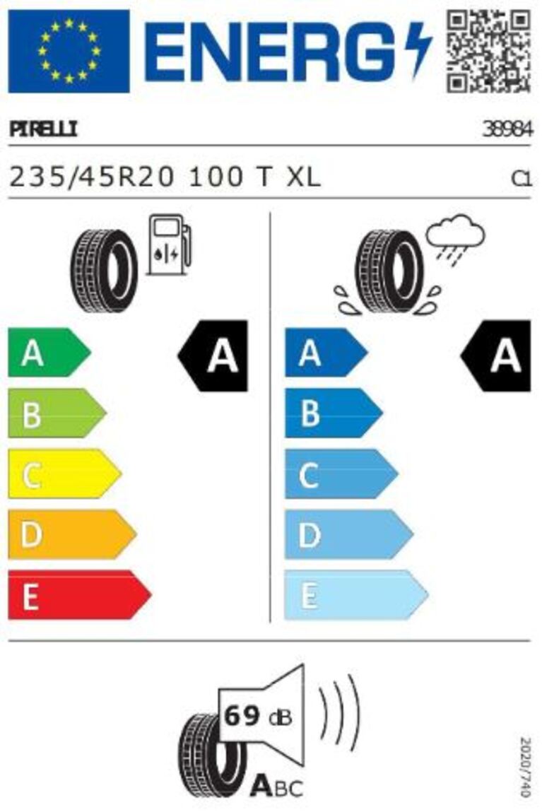 VW ID7 Reifenlabel  Pirelli 