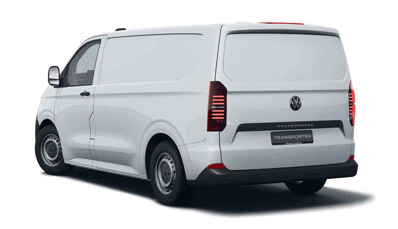 VW Transporter Kastenwagen Freisteller in Clear White Heckansicht