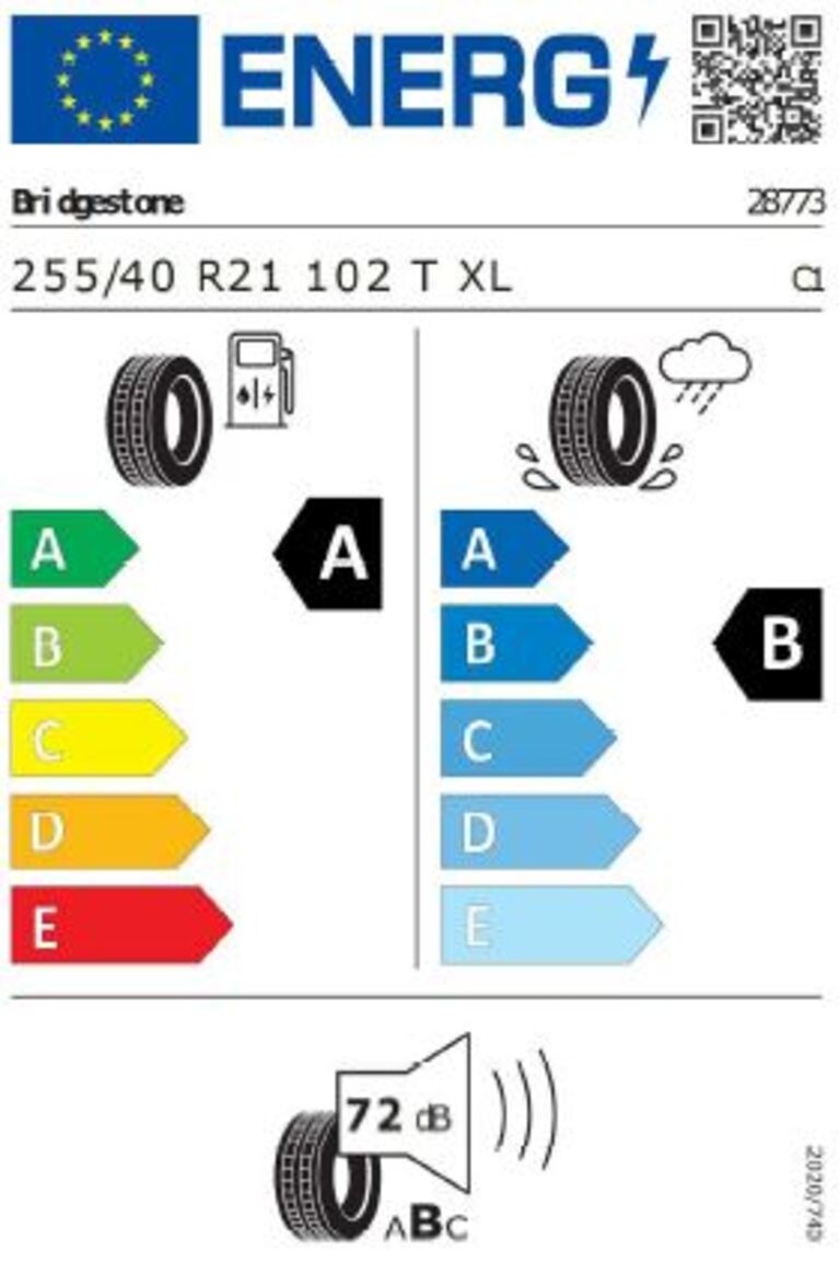 VW ID.4 GTX Reifenlabel Bridgestone