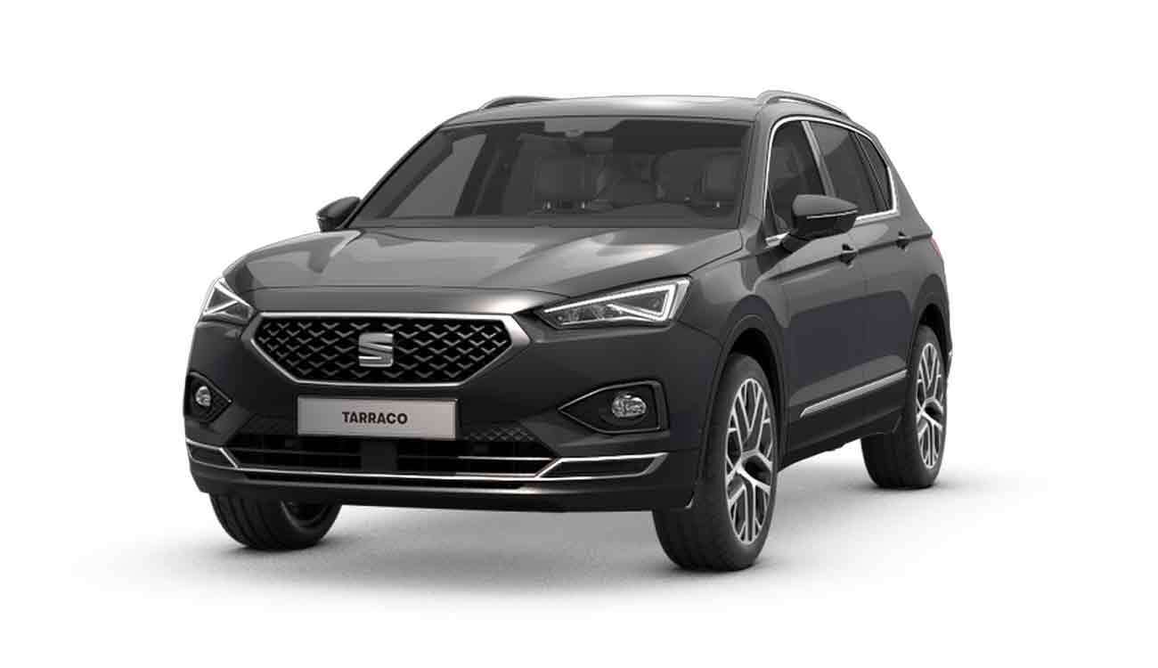 SEAT Tarraco Xperience Freisteller in Delfin Grau Metallic Frontansicht