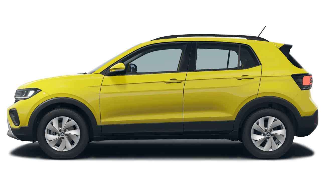 VW T-Cross Life in Grape Yellow Seitenansicht