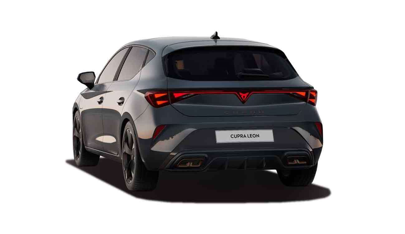 CUPRA Leon 1.5 e-HYBRID Freisteller in Fiord Blau Heckansicht 