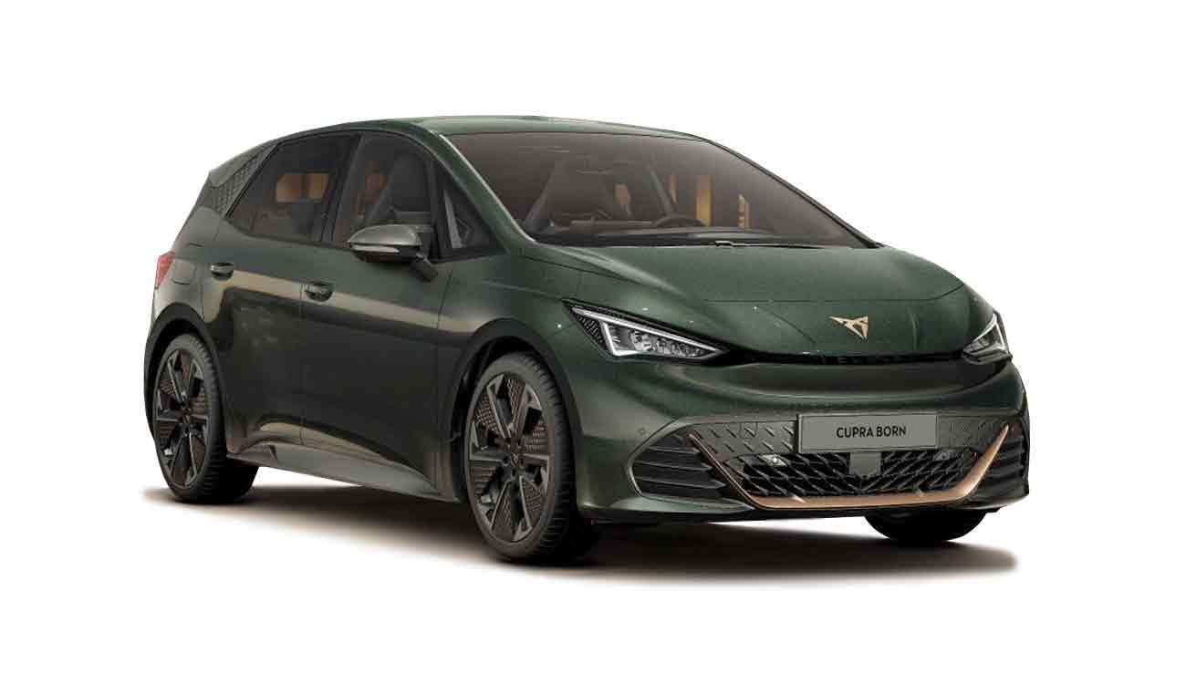 CUPRA Born VZ Freisteller in Dark Forest Metallic Frontansicht